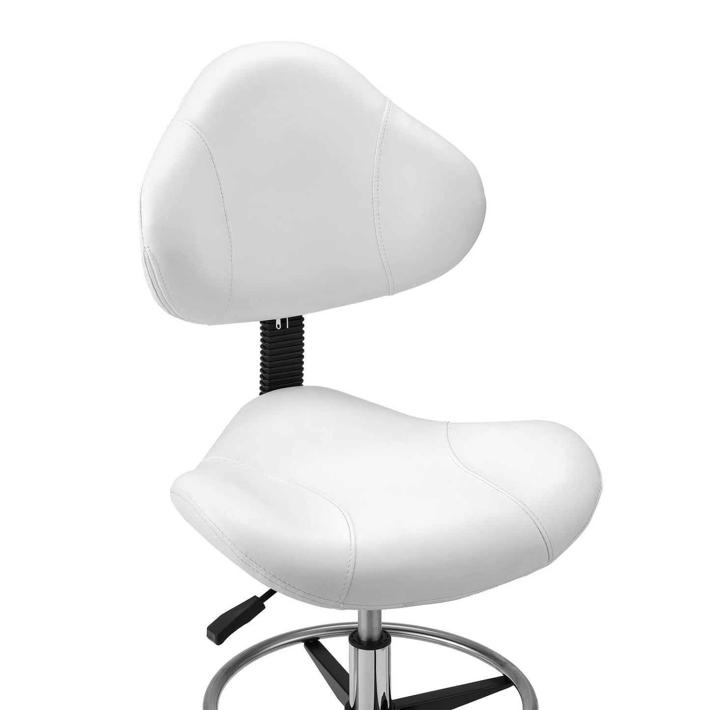 Kaleurrier Ergonomic Drafting Chair with Back Support,Multi-Functional Height Adjustable Swivel Rolling Stool,Multi-Purpose Home Office Desk Chair (White)