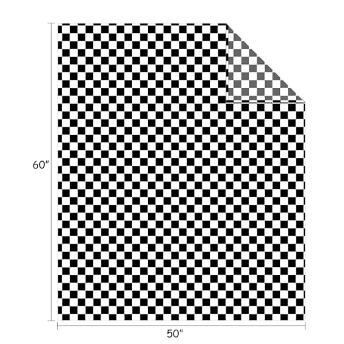 FY FIBER HOUSE Black and White Checkered Throw Blanket for Couch Soft Cozy Checker Blankets, 50"x60"