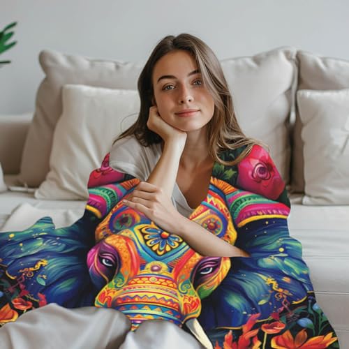 YucZiken Elephant Throw Blanket, Elephant Birthday Gifts for Women and Men, Lightweight Wild Life Fleece Home Decor, Washable, No-Pilling, 60x80 Inches