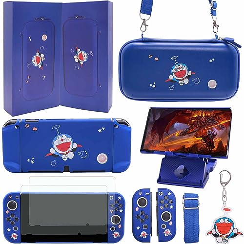 GUTIAL Accessories Bundle for Nintendo Switch - Cute Kawaii NS Accessories kit for Grils Boys Kids with Travel Carrying Case and Cartoon Dockable Protective Cover Case, Screen Protector, Stand - Pink