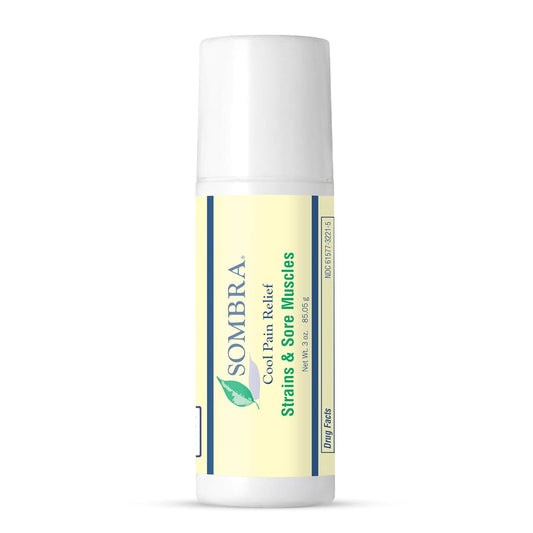 Sombra Cool Pain Relief Gel Cold Pain Relief for Swelling, Growing Pains, Soreness, Post-Workout, Vegan Formula Free of Artificial Fragrances, Dyes, NSAID, Wax, Petroleum, Alcohol - 3oz Roll-On