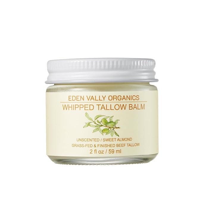100% Grass-Fed Beef Tallow Whipped Moisturizer – Unscented Natural Skincare with Organic Oils – Vitamins A, D, E, K – For Face, Body, Eczema, Baby & Sensitive Skin, 2oz