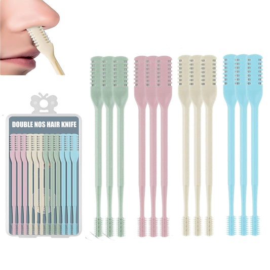 12Pcs Nose Hair Trimmer，2-in-1 Nasal Hair Cutter，Upgraded Manual 360° Rotating Nostril Hair Removal Tool Double Sided Nose Hair Blade for Women Men Personal Cleaning