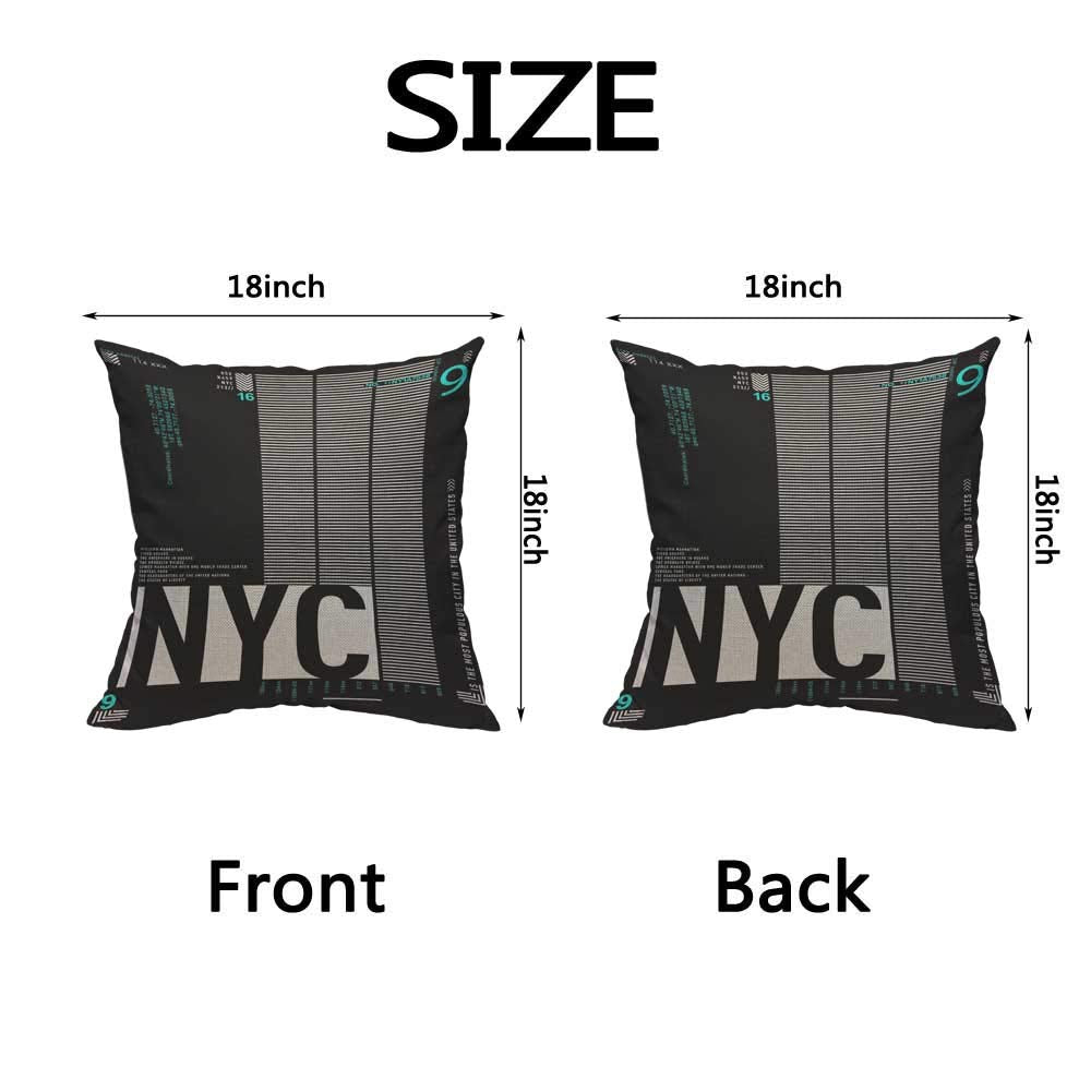 HOSNYE New York District Throw Pillow Case Cushion Covers NYC City Building City Logo Cotton Linen for Couch Bed Sofa Car Waist 18 x 18 inch