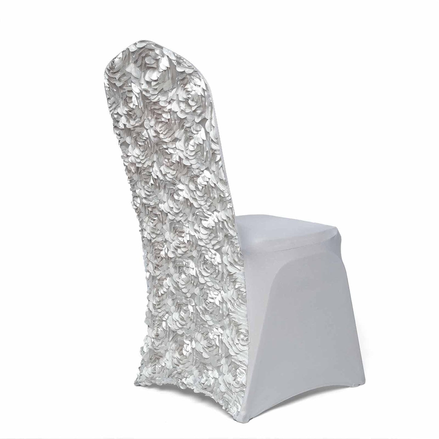 Efavormart 20 PCS White Satin Rosette Spandex Stretch Folding Chair Cover for Party Dining Chairs Wedding W/Foot Pockets Washable Slipcovers for Outdoor Events