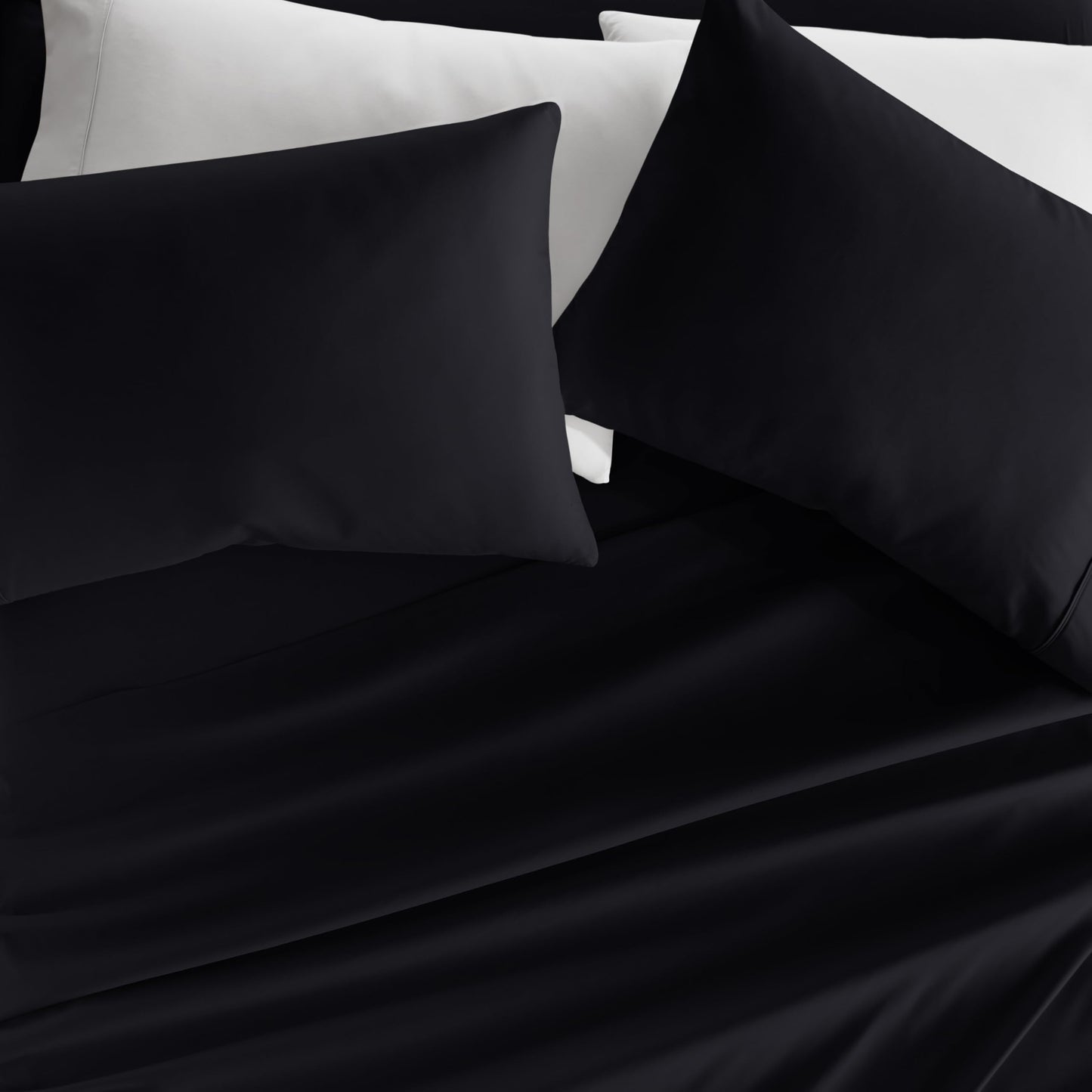 Linen Market Double-Brushed Microfiber King Sheet Set 4 Piece – Oeko-TEX Certified Ultra Soft & Wrinkle-Free - 16" Deep Pocket Sheets - Easy Care King Size - Black