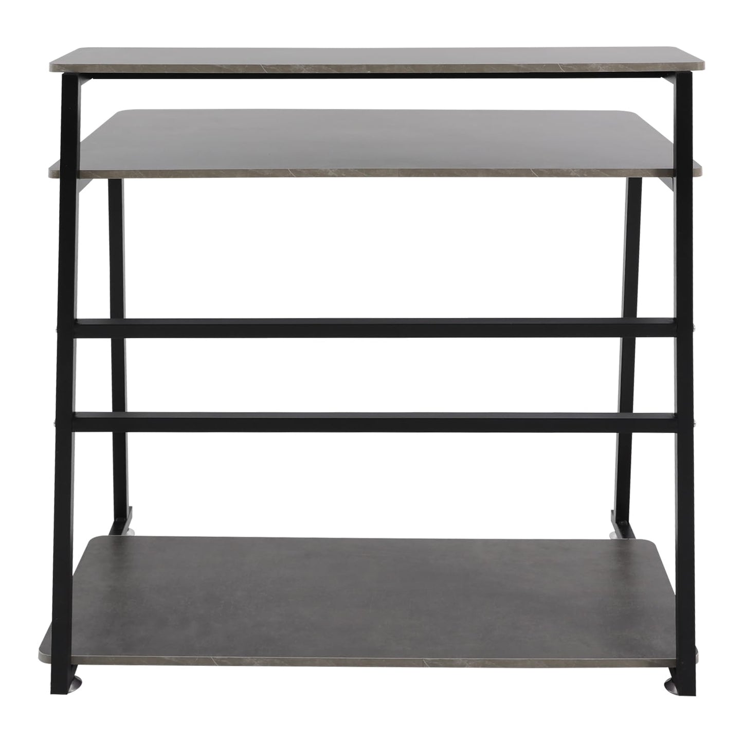 CNCEST Rolling Computer Desk, 3-Tier Computer Desk, 36inch Home Office Desk with Storage Shelves Used As A Computer Table, Study Table, Reading Table, Writing Table 31.5 * 19.69in (Black+Grey)