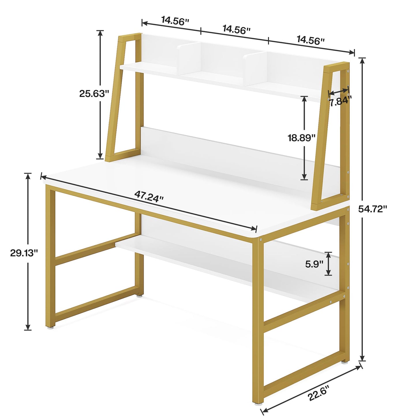 Tribesigns Computer Desk with Hutch, 47 inches Home Office Desk with Space Saving Design with Bookshelf for Small Spaces