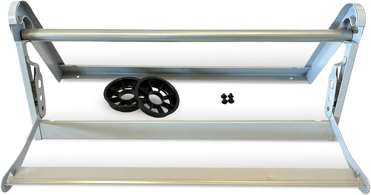 18" Wide Roll Paper Dispenser with Cutter for Desktop – Roll Dispenser with Serrated Cutter – Fits Craft, Freezer, Wrapping, Butcher Paper Roll or Cling Film – Heavy-Duty, Grey
