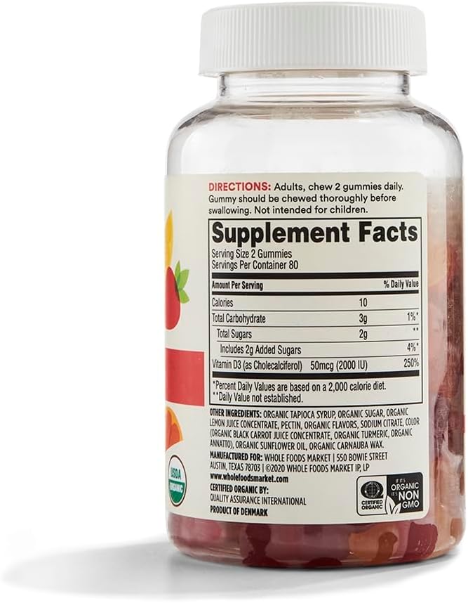 365 by Whole Foods Market, Organic Vitamin D3 Gummy, 160 CT