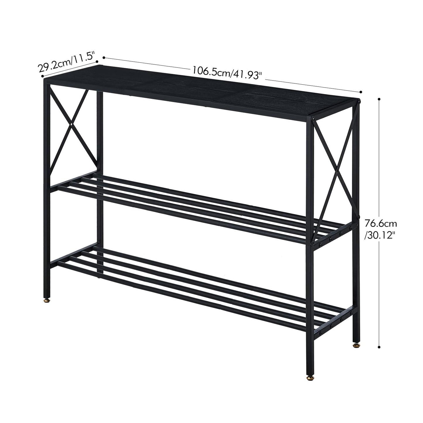 Wimarsbon Console Table,Multifunctional Sofa Side Table with Shelves,Behind Couch TV Tables with Metal Frame,Accent Display Stand for Hallway,Entrance (41.9" 3-Layer Black Frame)