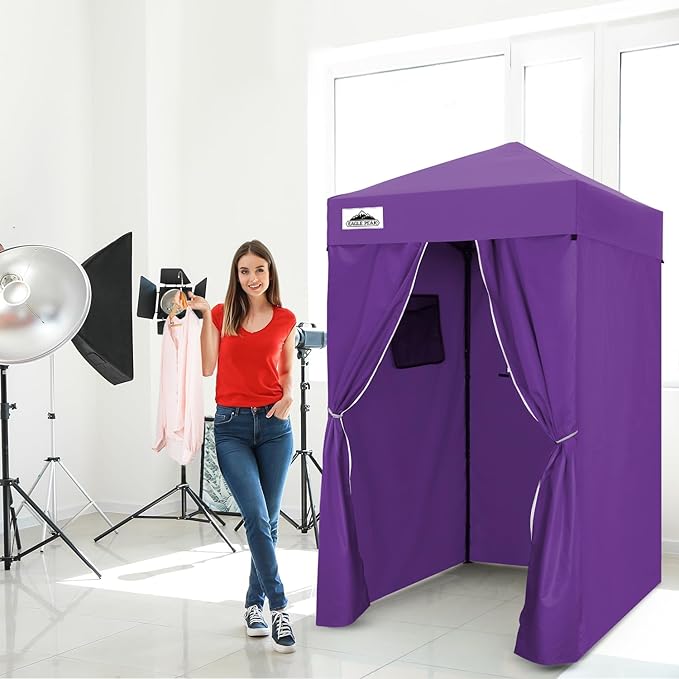 EAGLE PEAK Flex Ultra Compact 4x4 Pop-up Canopy, Sun Shelter, Changing Room, Portable Privacy Canopy Cabana for Pool, Fashion Photoshoots, or Camping, 4x4 ft, Purple