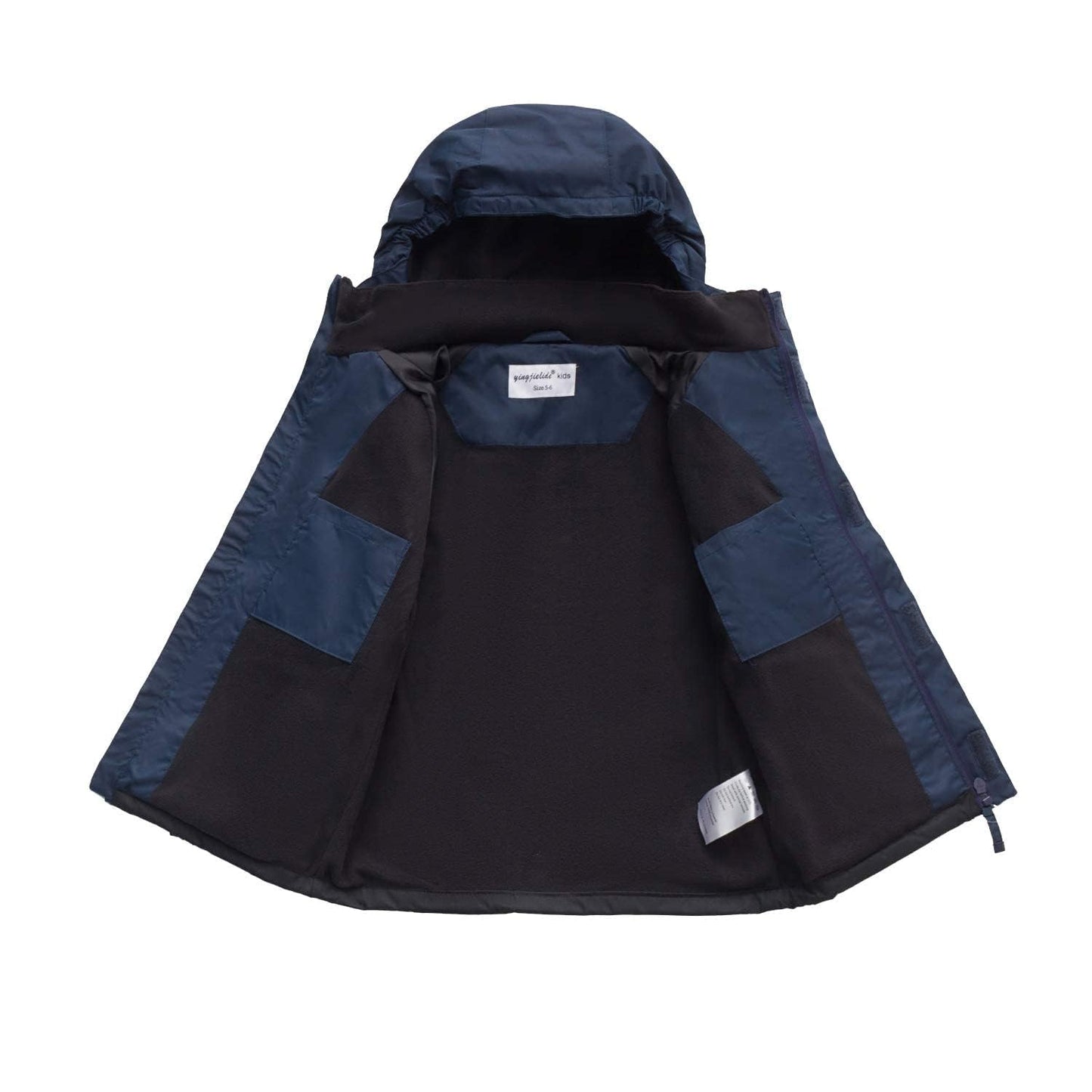 ENDIRAD Kids Rain Jackets for Boys Size 5t-6t, Lightweight Windproof Raincoat - Hooded Spring Jackets, Warm Fleece Winter Coat for Kids (Navy)