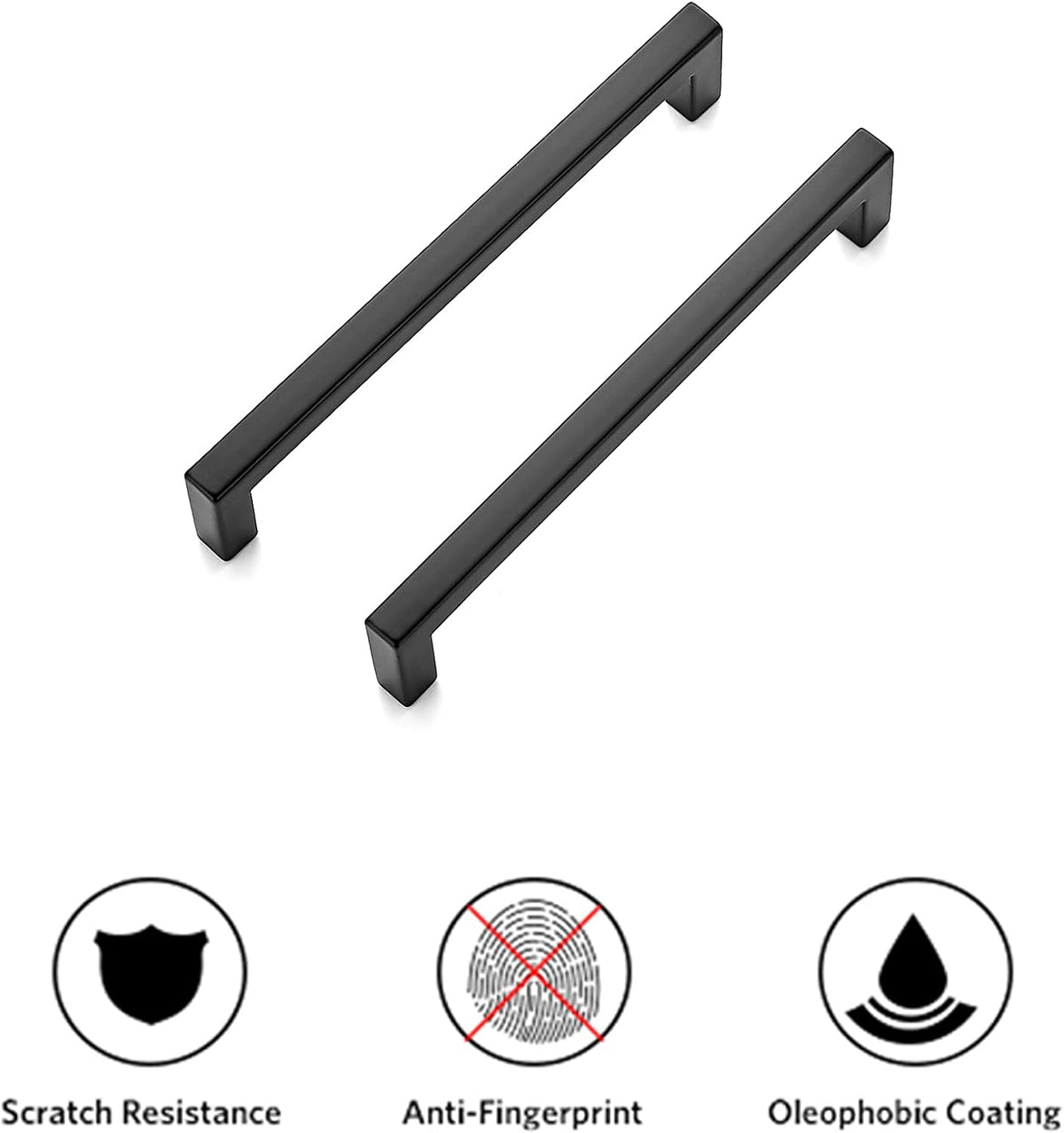 Ravinte 10 Pack 5 Inch Hole Center Solid Slim Square Pulls Matte Black Kitchen Cabinet Handles Square Bar Drawer Handles Flat Black Drawer Pulls for Cupboard Dresser and Cabinets