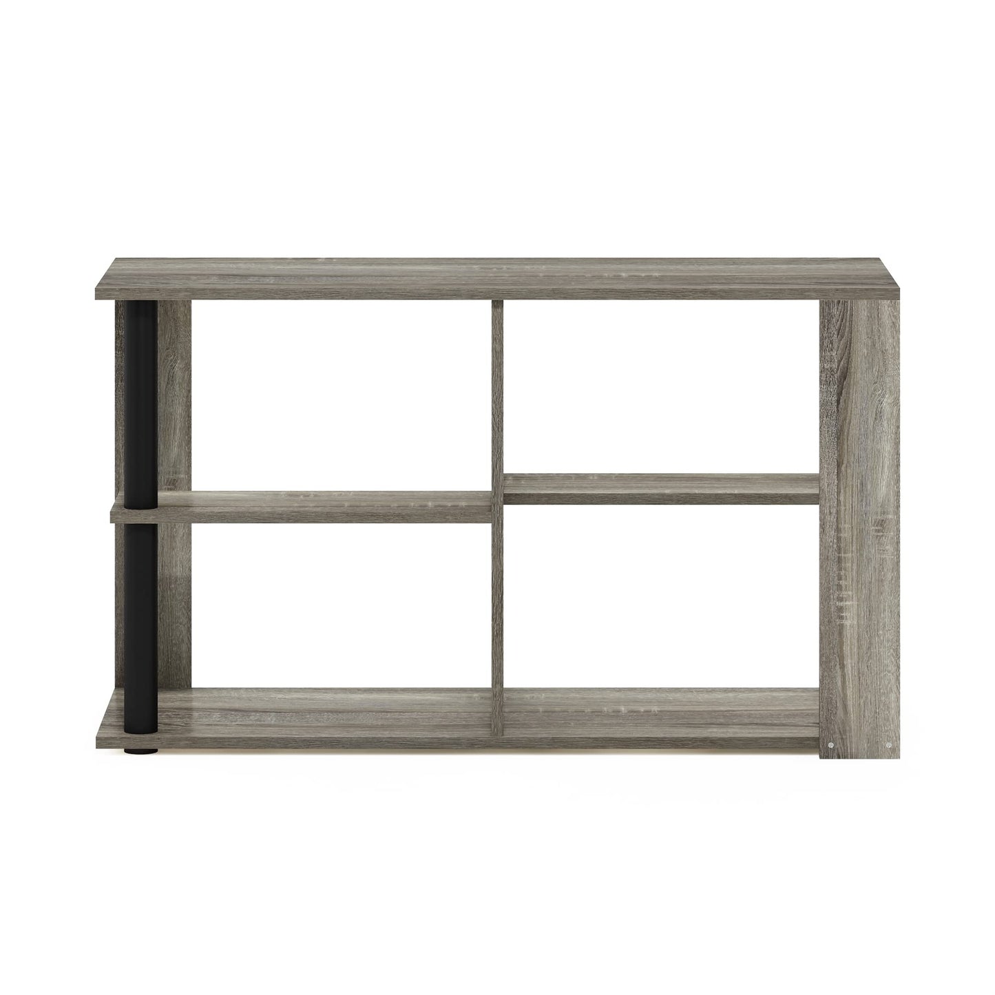 Furinno Romain Narrow End Table with Shelves, French Oak/Black