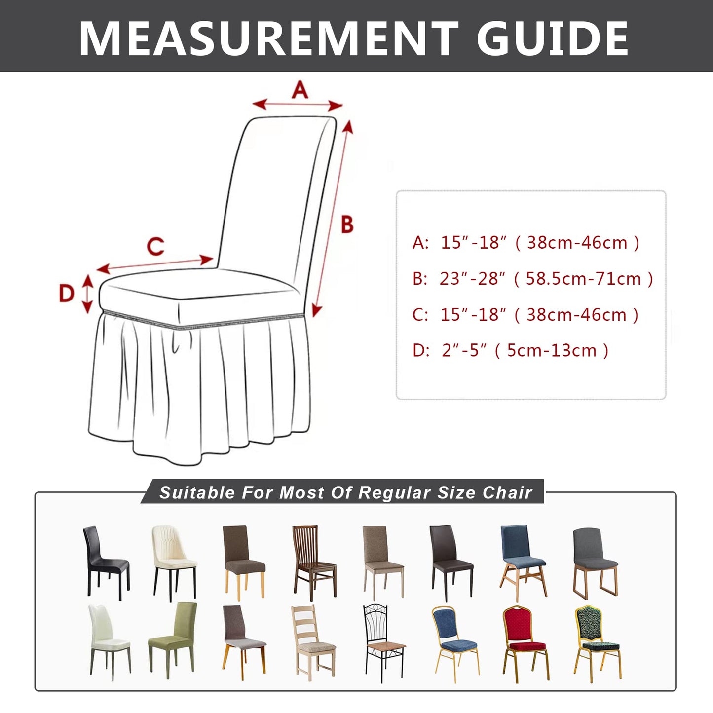 molasofa Chair Covers for Dining Room Set of 4 Stretch Chair Slipcovers with Skirt for Kitchen Seat Protectors Wedding Banquet Decor Kids Pets Spandex Fabric Washable (4pcs, Dark Grey)