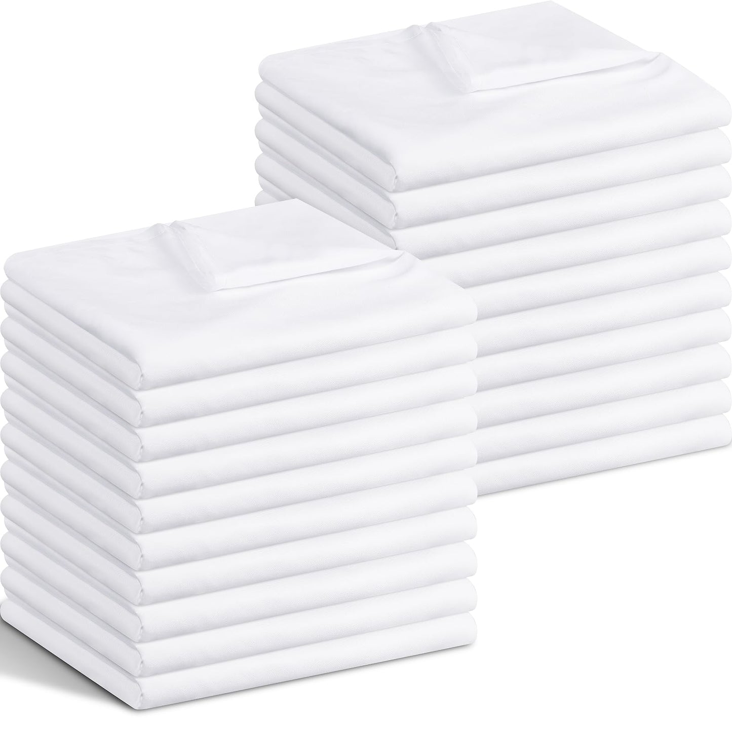 Preboun 20 Pcs White Flat Sheets Bulk 66'' x 96'' Soft Microfiber Top Flat Bedding Sheets Bulk Queen Size Easy Care for Home, Salons, Hotels, Hospital, Massage, Spas, Guest Rooms, Dorm