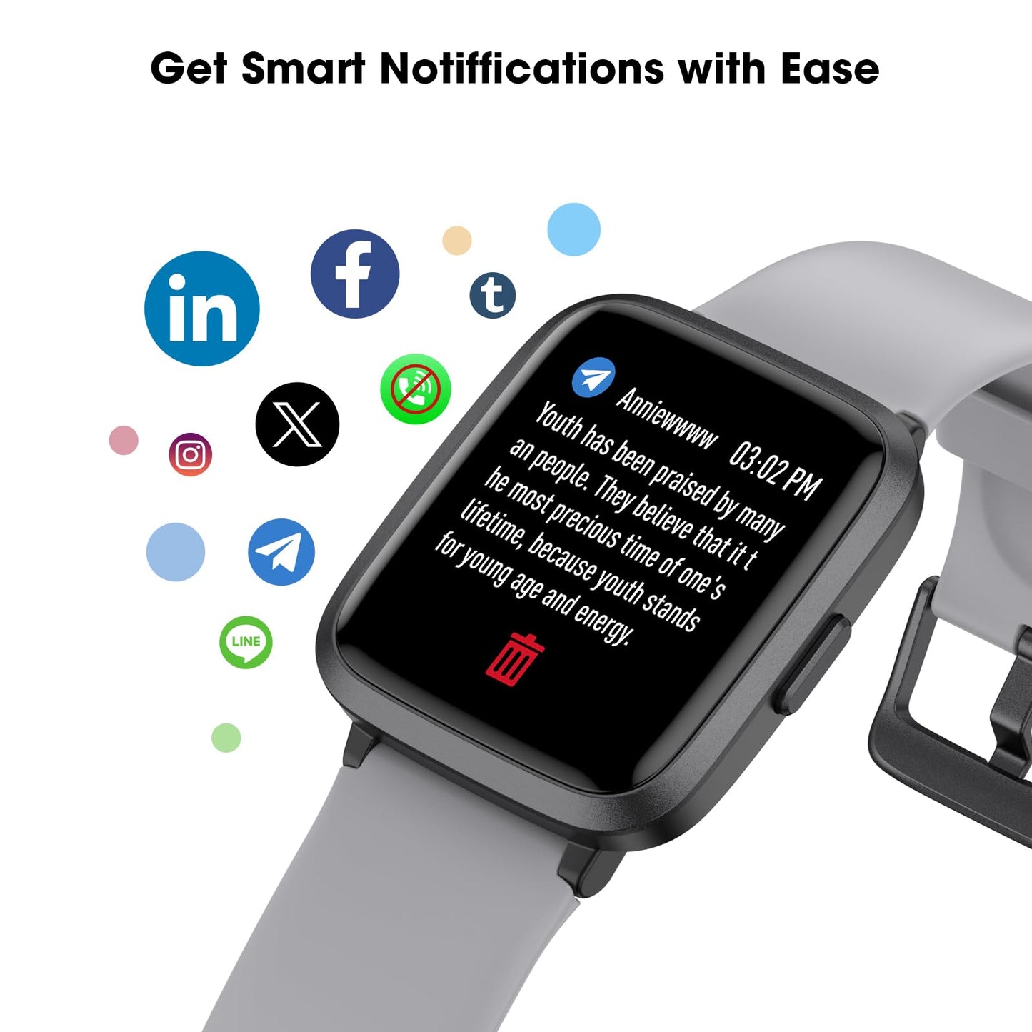Fitness Tracker Watch with Heart Rate Monitor, Large Screen Activity Tracker with Pedometer, Sleep Monitor, Calories & Step Counter, 5ATM Waterproof Smart Watch for Women Men Fitness Watch for Sports
