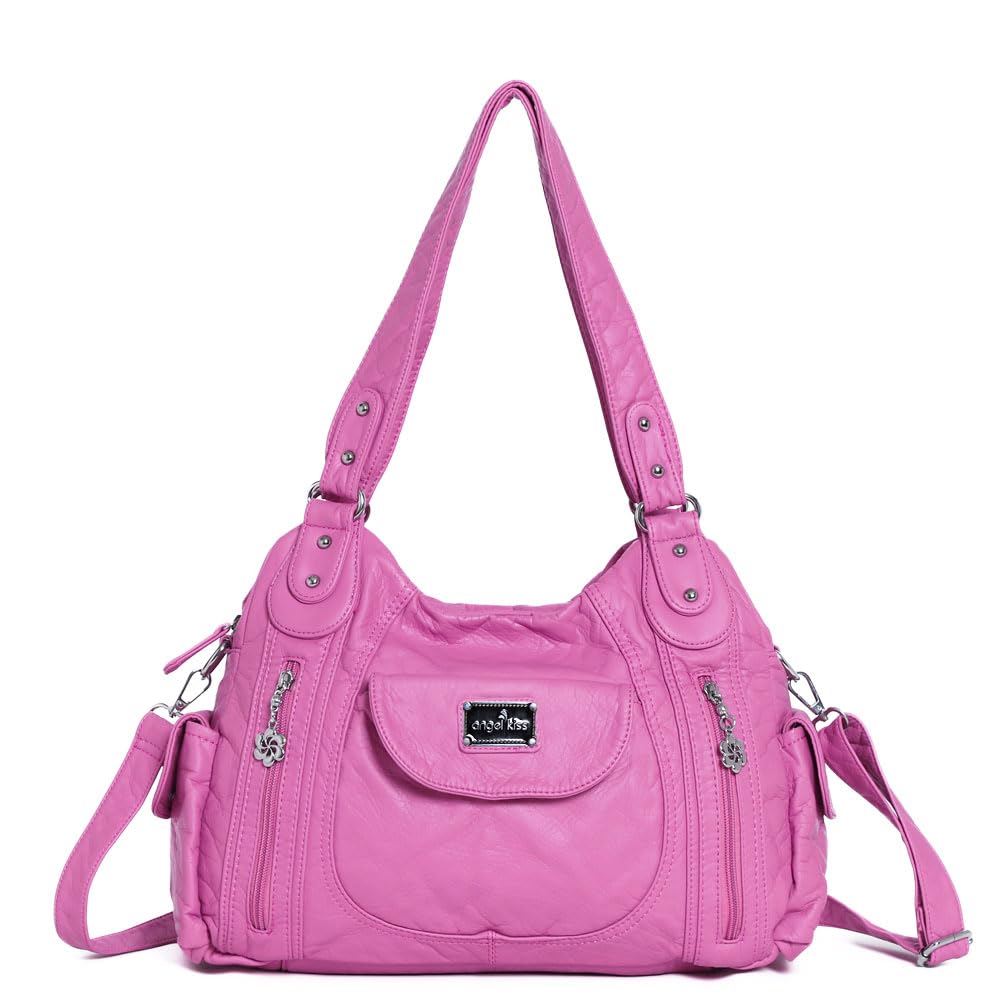 Angel Kiss Purses for Women, Large Shoulder Bag Hobo Tote Purse Mutipocket Faux Leather Satchel Hobo Purse