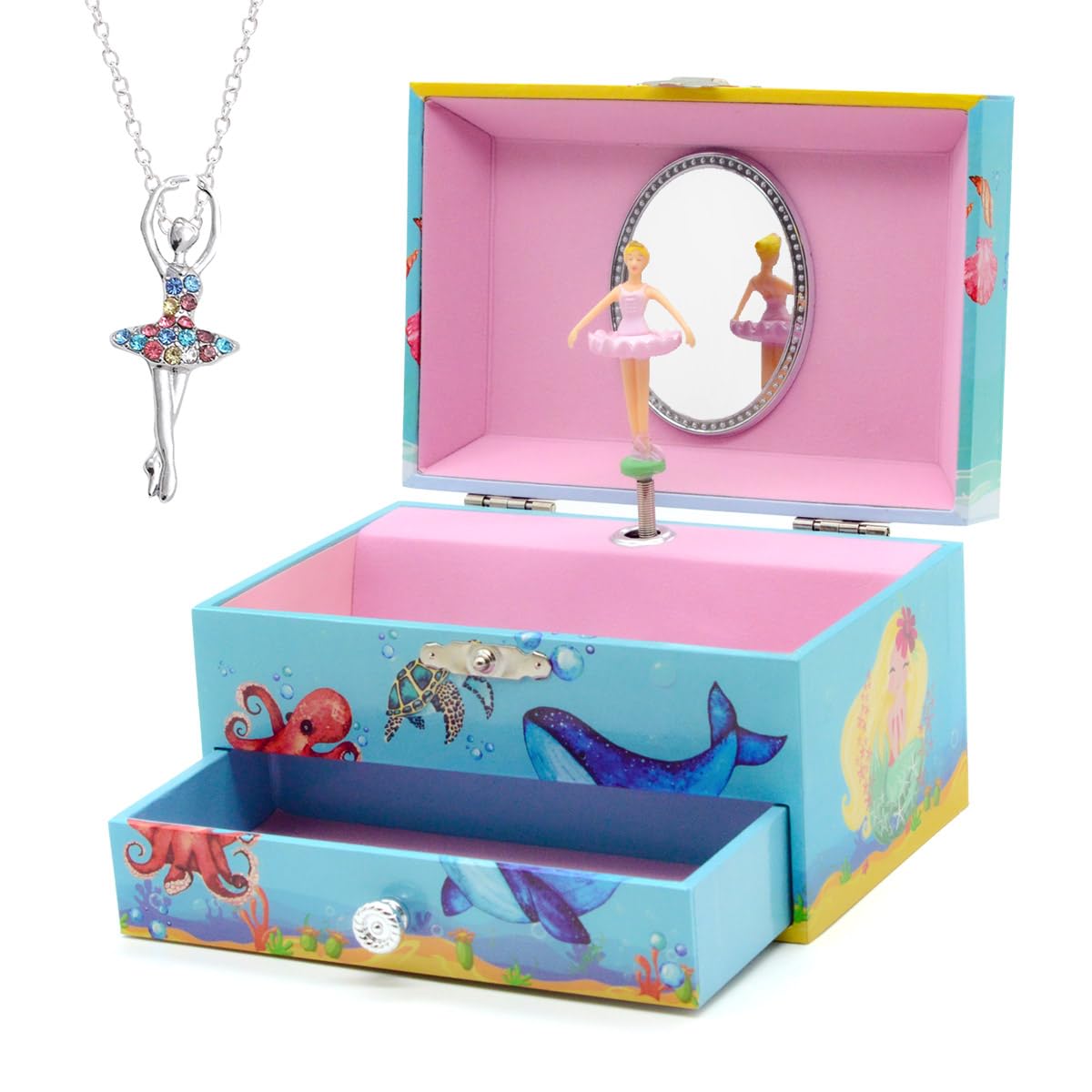 Musical Jewelry Box for Girls, Small Musical Ballerina Jewelry Box, Bedroom Decor Music Box for Girls, Christmas/Birthday Gifts for Girls (5in)