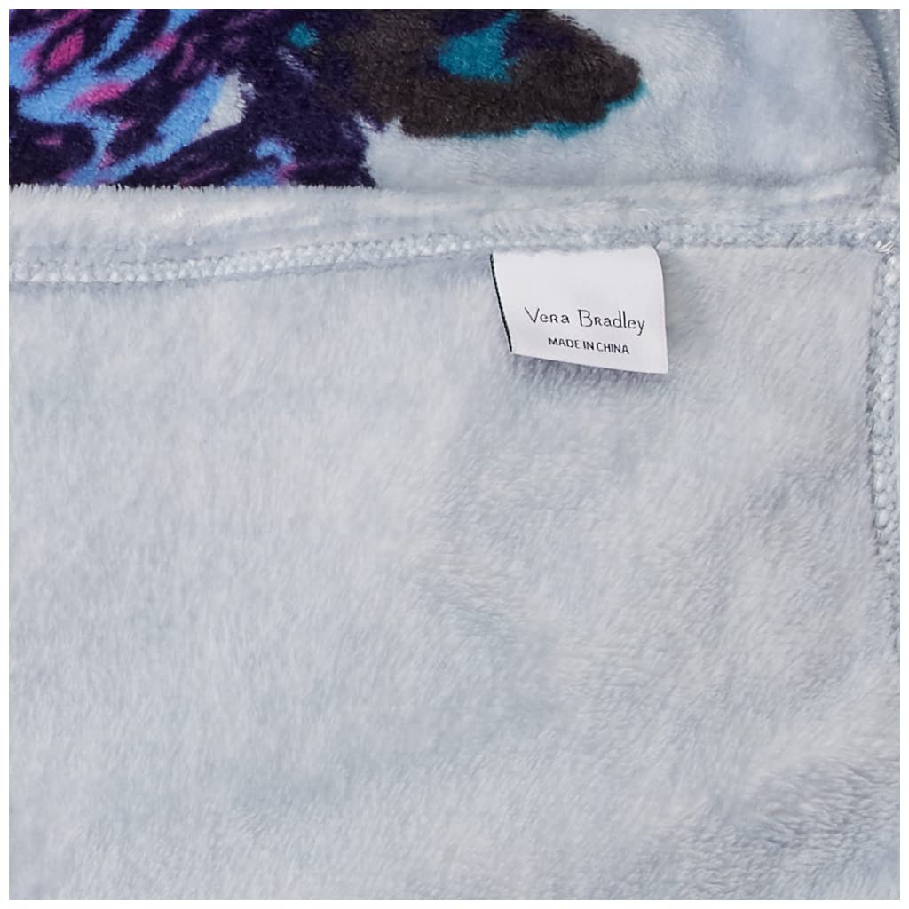 Vera Bradley Women's Fleece Plush Throw Blanket, Neon Blooms, 80 X 50