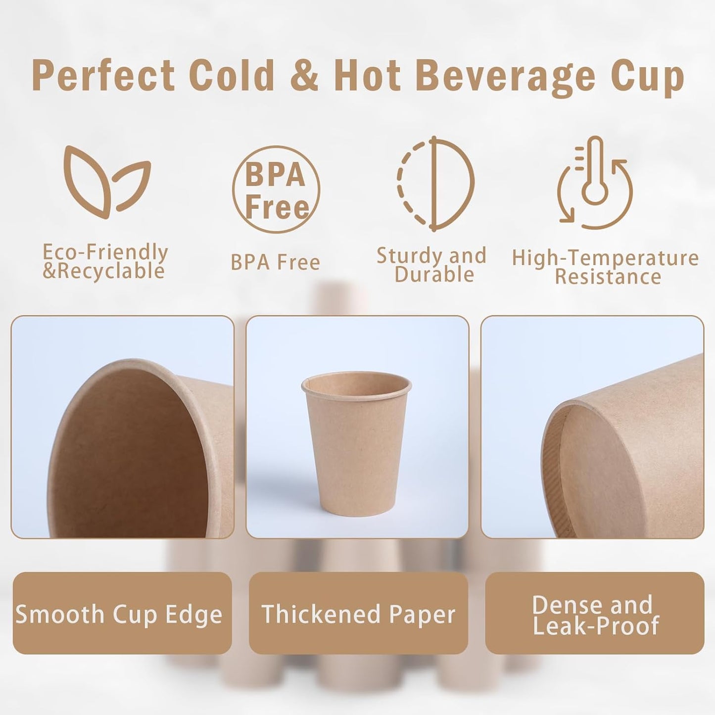 Lamosi 600 Pack 3 OZ Kraft Paper Cups, Disposable Bathroom Cups, Small Mouthwash Cup, Hot/Cold Beverage Cup for Home, Kitchen, Stores