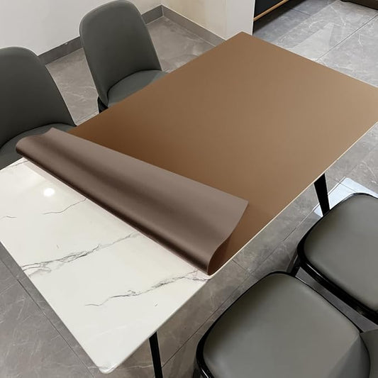 Table Protector Pad for Dining Room Table - Can Be Used On Both Sides Waterproof and Easy to Clean Good Flatness Used for Dining Table(Mud Color+Champagne Gold 46x96)
