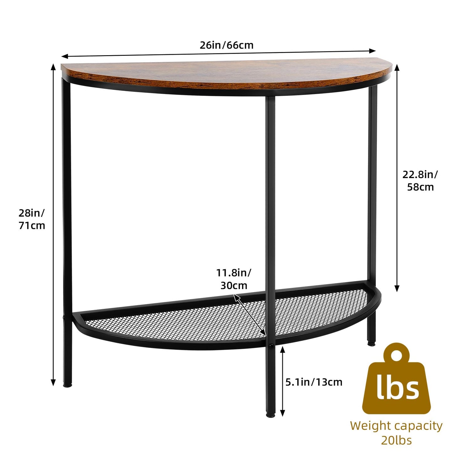 Entry Table Narrow Livingroom Furniture: 2 Tier Modern Console Table with Gold Frame and Imitation Marble Top for Kitchen Bedroom Hallway Living Room Office and More (Black)