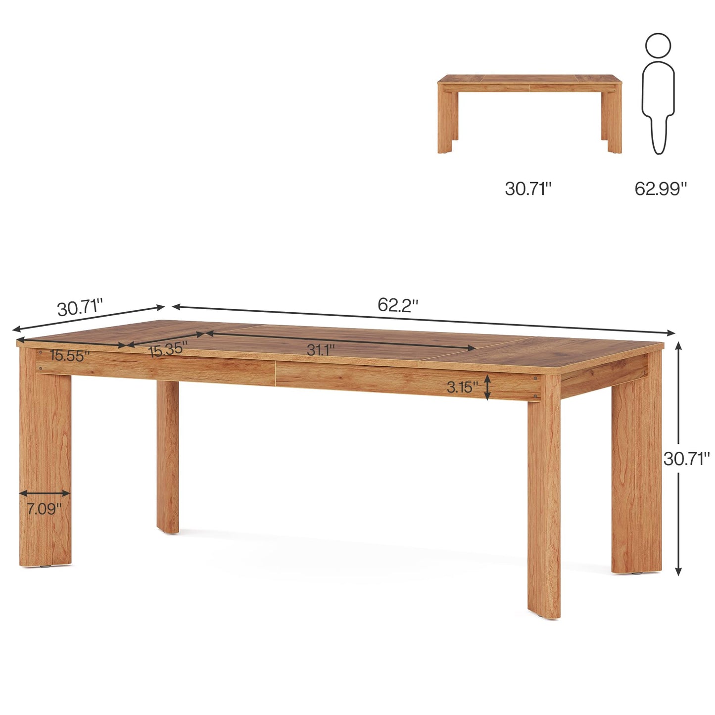Tribesigns 62-Inch Large Executive Desks, Modern Computer Office Desk, Study Writing Table Home Office Desk Workstation with Thickened Wooden Legs, Brown