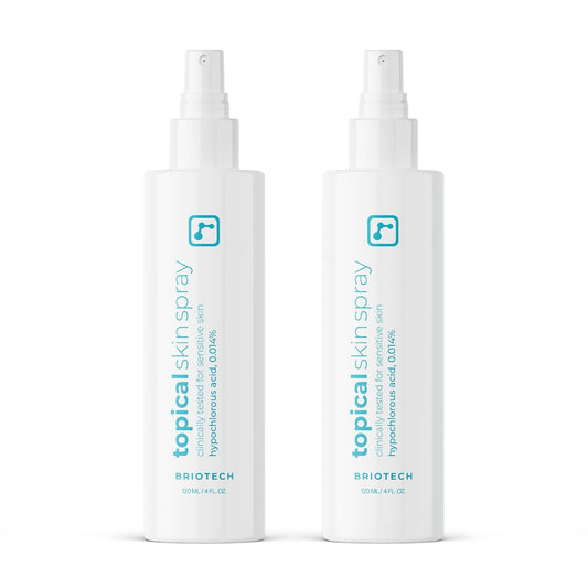 BRIOTECH Topical Skin Spray, Hypochlorous Acid Spray for Sensitive Skin, HOCl Facial Mist, Full Body Support Against Irritation, Calm Redness, Soothe Foot & Scalp, 4 oz (2 Pack)