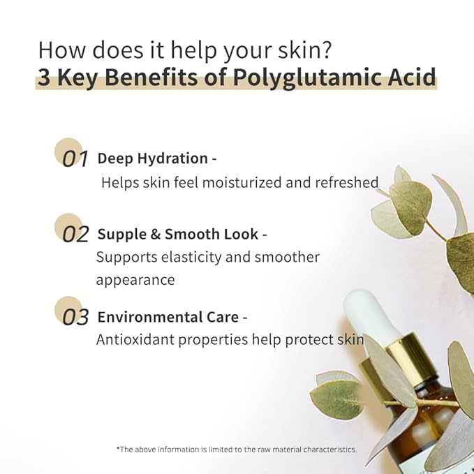 Polyglutamic Acid 10% Facial Serum for Face – NEEDS NATURE DIY Hydrating Booster with Hyaluronic Acid & Allantoin | Korean Skincare for Dry, Sensitive Skin | 30ml