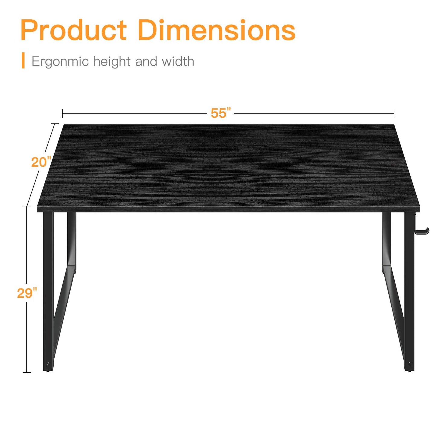 Coleshome 55 Inch Computer Desk, Modern Simple Style Desk for Home Office, Study Student Writing Desk, Black