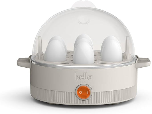 bella Electric Egg Cooker, 7 Eggs Capacity Tray, Single Stack, for Poached, Scrambled, Hard, Medium & Soft Boiled Eggs, Omelets and Steamed Dumplings, Auto Shutoff, 360 Watt, Oatmilk