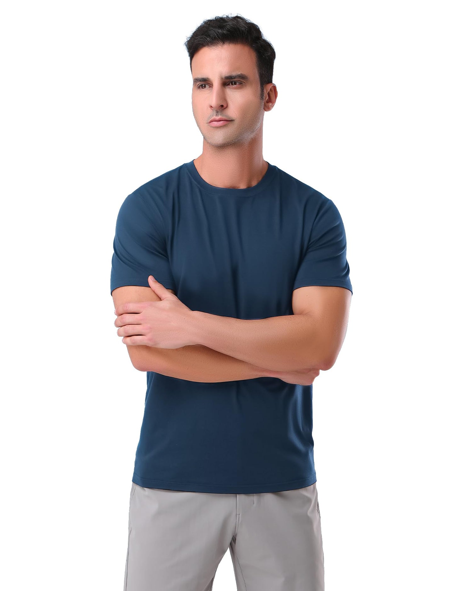 Pioneer Camp Mens Bamboo Viscose T Shirt Ultra Soft White Plain Tshirts for Men Cooling Crew Neck Casual Basic Tee Shirt