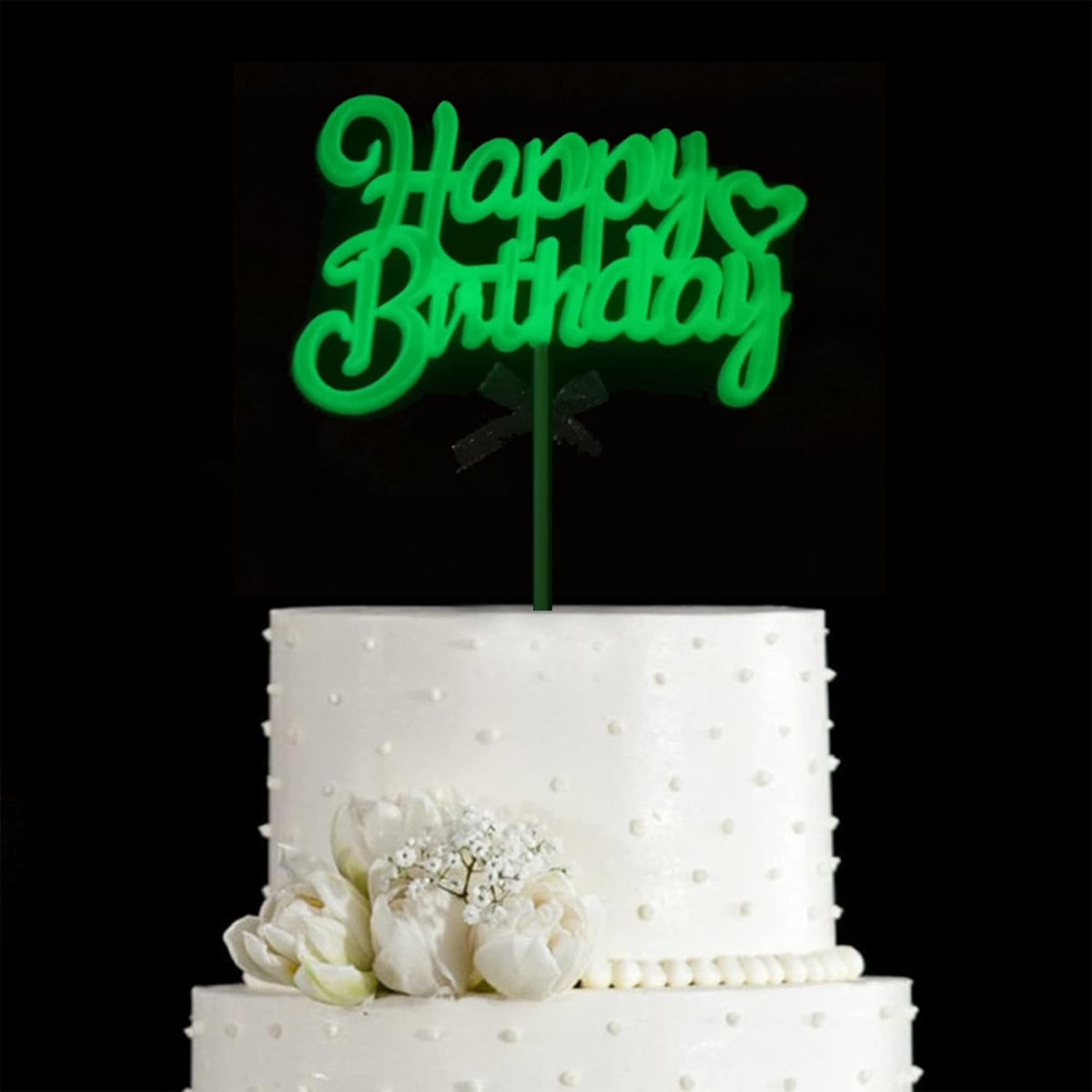 Glow Party Neon Birthday Cake Toppers Happy Birthday Cake Topper 3D Green Cake Decorations
