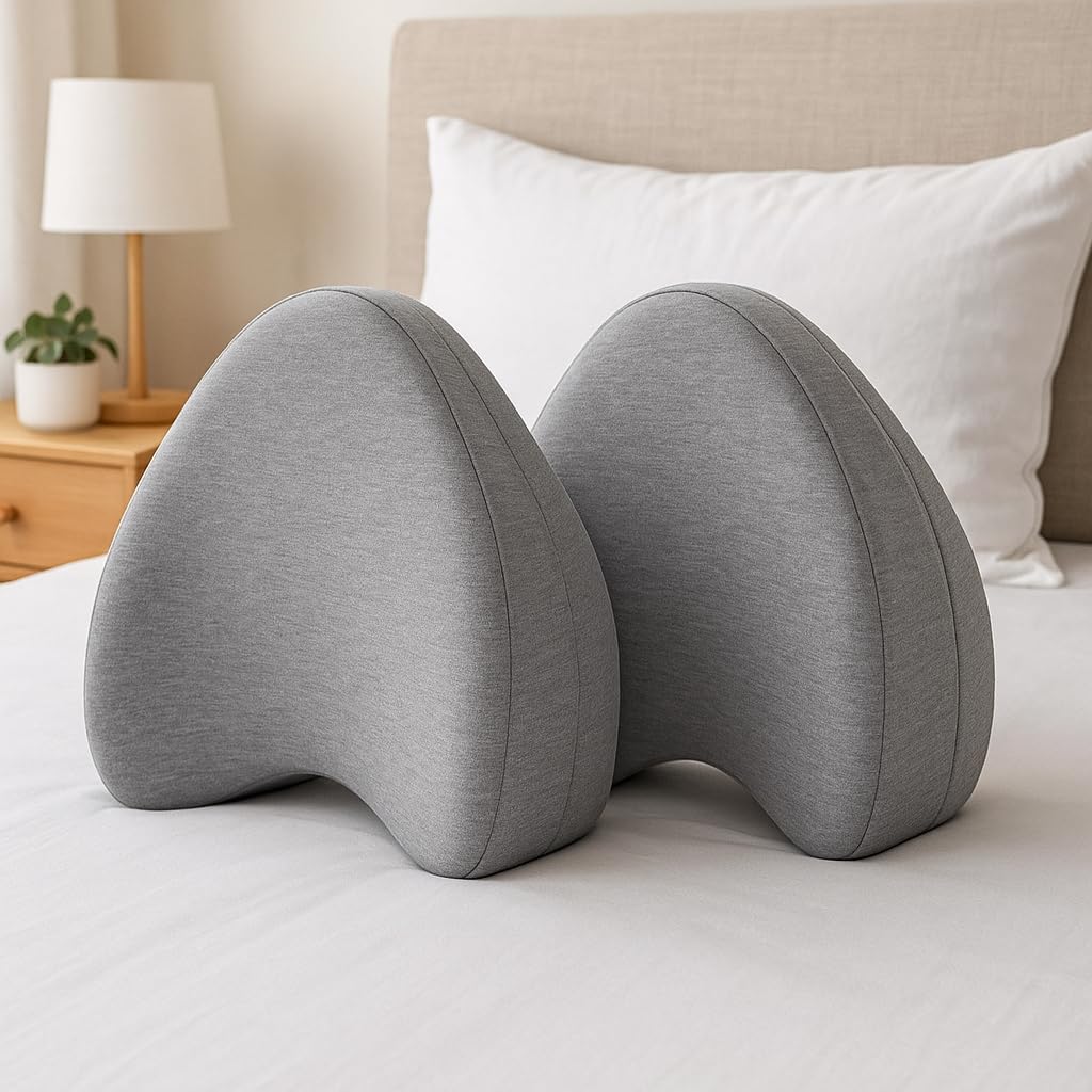 Eucoz Knee Pillowcase 2 Pack Cotton Knee Pillow Cover Heart Shape for Leg & Knee Foam Support Pillow,Fit Most Leg Positioner Pillow