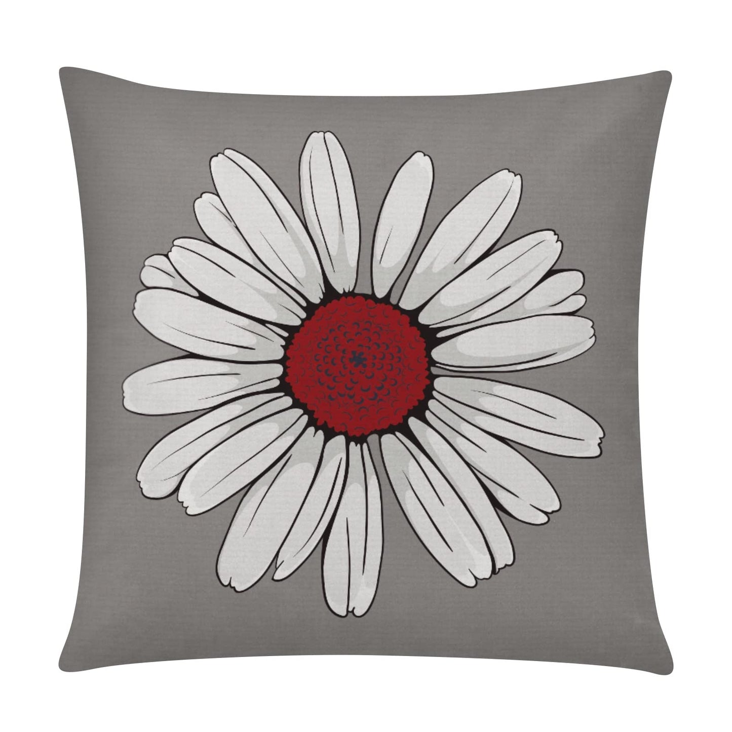 COMMINY Red Grey Pillow Covers 18x18 Set of 6 Decorative Burgundy Daisy Throw Pillow Cover for Couch Modern Farmhouse Cushion Pillow Case for Living Room Patio Home Decor
