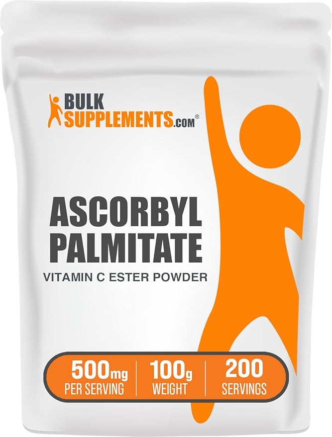 BulkSupplements.com Ascorbyl Palmitate Powder - Vitamin C Ester, Ascorbyl Palmitate 500mg - Vitamin C Supplement, Gluten Free, 500mg per Serving, 100g (3.5 oz) (Pack of 1)
