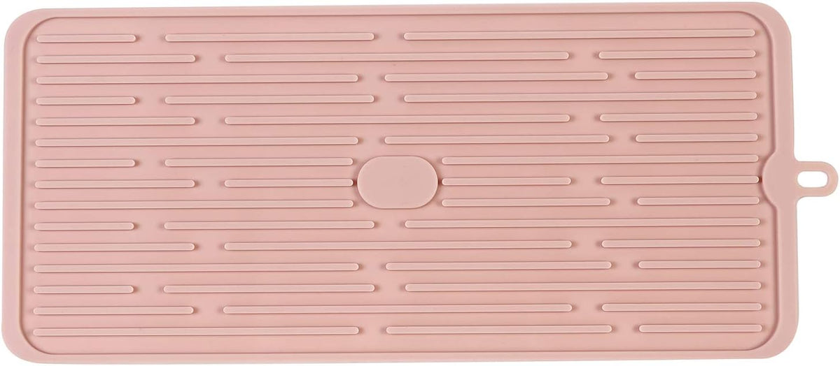 Dish Drying Mat,Large Silicone Drying Mat,Silicone Kitchen Countertop Drying Mat for Pots, Pans, Glassware, Silverware (Pink)