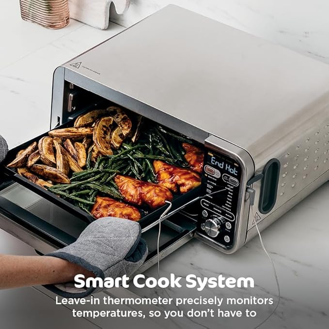 Ninja, Toaster Oven, Air Fryer, Thermometer, Toaster Oven Air Fryer Combo, Stainless Steel, Quick meals, Fries, Frozen Food, Air Fry, Dehydrate, Reheat, 13-in-1,Less Oil, Flip Away Oven, Foodi, SP351