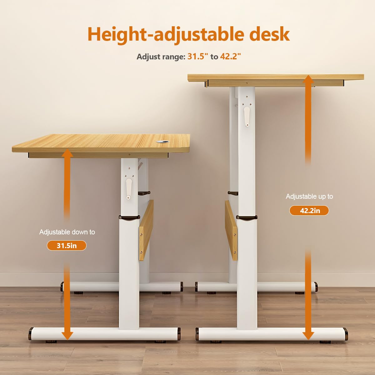 WXJHL Manual Standing Desk, Adjustable Height Desk, Stand Up Computer Table for Home Office, Bedroom