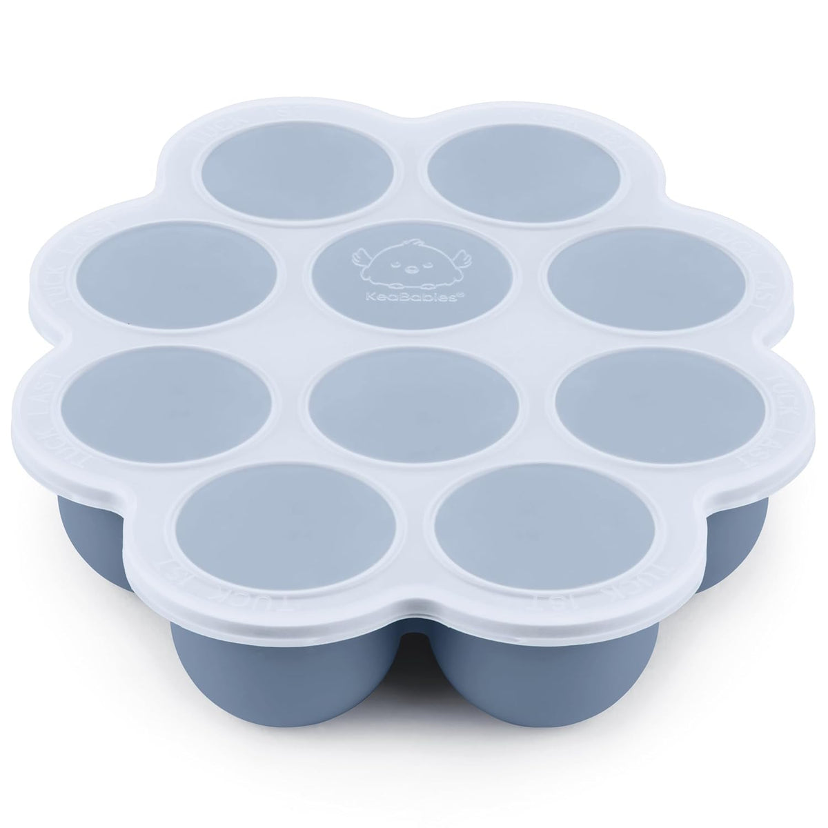 KeaBabies Silicone Food Freezer Trays with Lid, 2oz x 10 Pods Baby Food Storage Containers, Easy Puree Meal Prep, Breast Milk Silicone Freezer Molds, Dishwasher, Microwave Safe, BPA-Free (Slate)