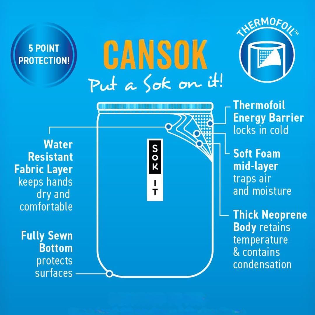 Sok It CanSok 6 Pack Sleeve for Beer & Soda Insulated Neoprene Cover (Rainbow Tie Dye, 12oz Slim Can Sleeve - 6 Pack)