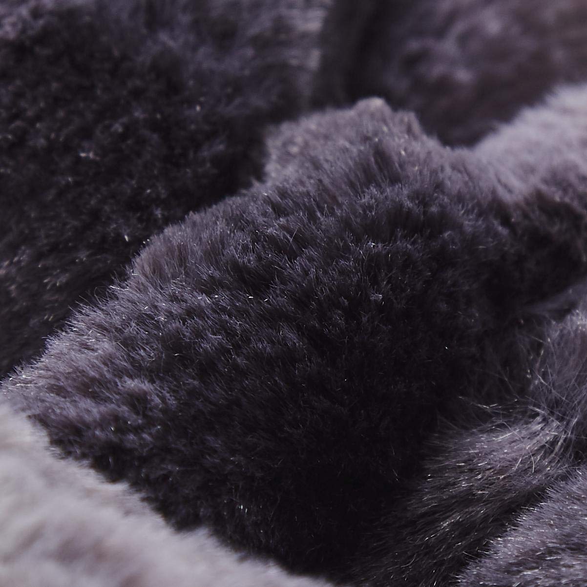 Tache Faux Fur Throw Blanket Charcoal Black 50 x 60 Inch Plush Super Soft Striped Fluffy Faux Fur Sherpa Lap Throw Blanket