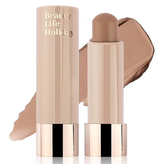 Erinde Warm Toned Bronzer Stick, Natural Cream Contour Stick, Blendable & Smooth Matte Bronzer Stick, Waterproof & Long Lasting Face Shaping Contouring Makeup, 02 Natural Brown