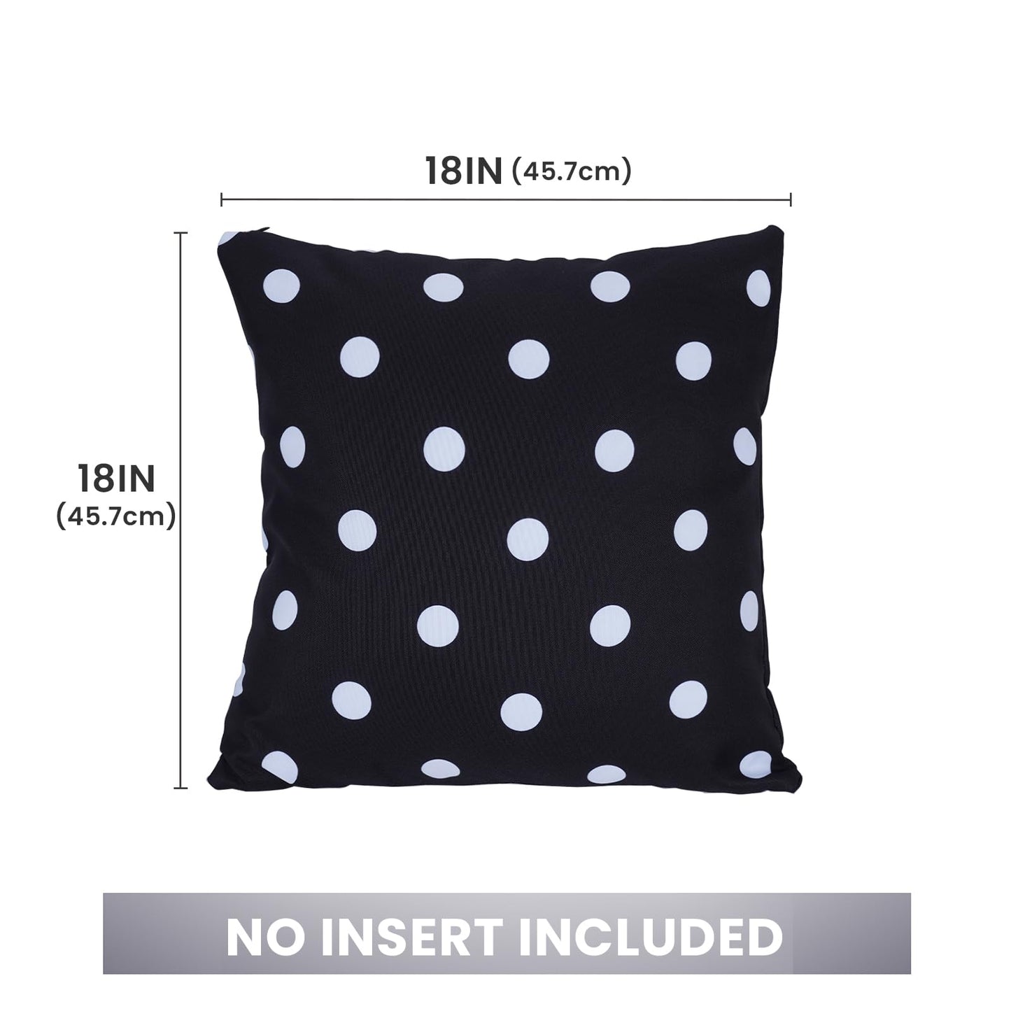 Eternal Beauty Set of 2 Waterproof Outdoor Pillow Covers for Spring Summer Patio Throw Pillows, Black White Polka Dot, 18X18 inches
