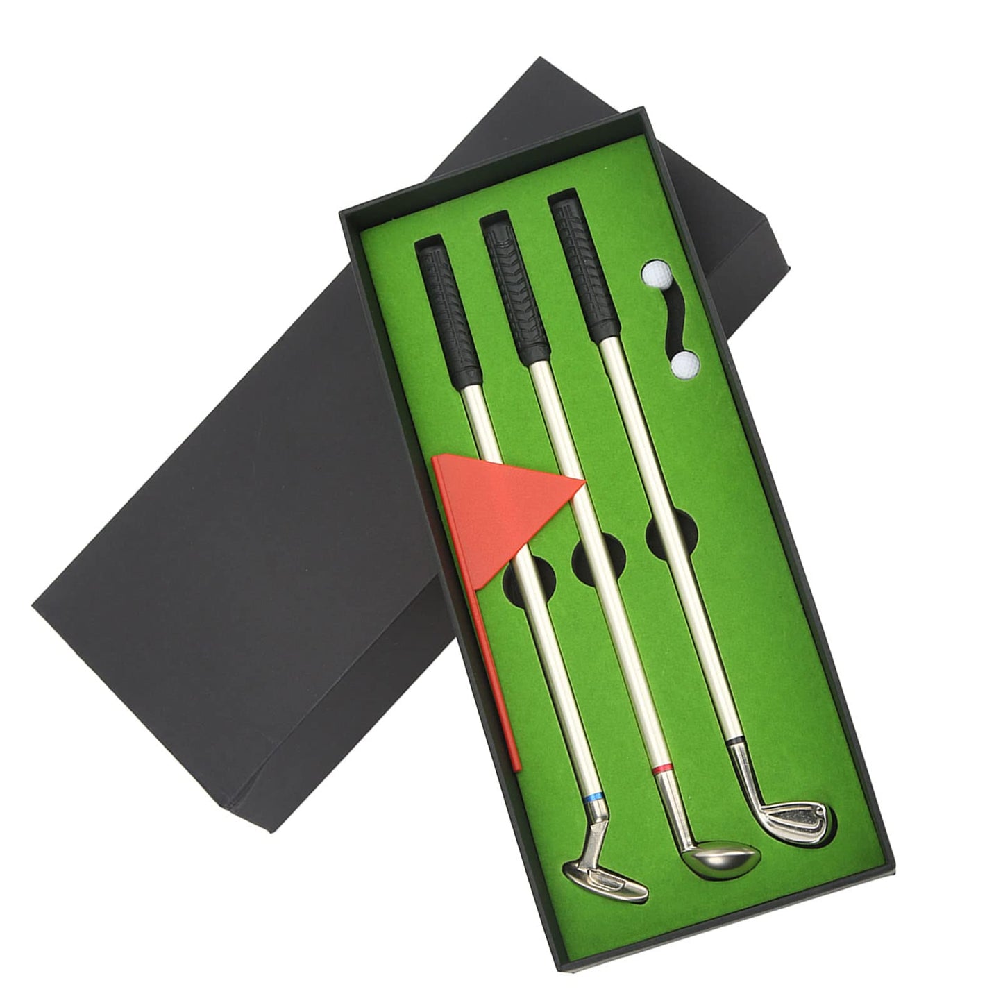 Alvinlite Golf Pen Set, Mini Desktop Golf Ball Pen, Unique Christmas Stocking Stuffers, Top Golf Gift with Putting Green with Balls and Flag