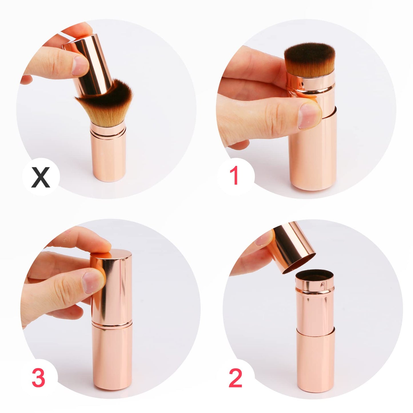 UNIMEIX Makeup Brush Sunscreen Applicator Brush Retractable Kabuki Blush Brush Foundation Brush for Liquid Makeup, Bronzer, Cream or Powder(Gold)