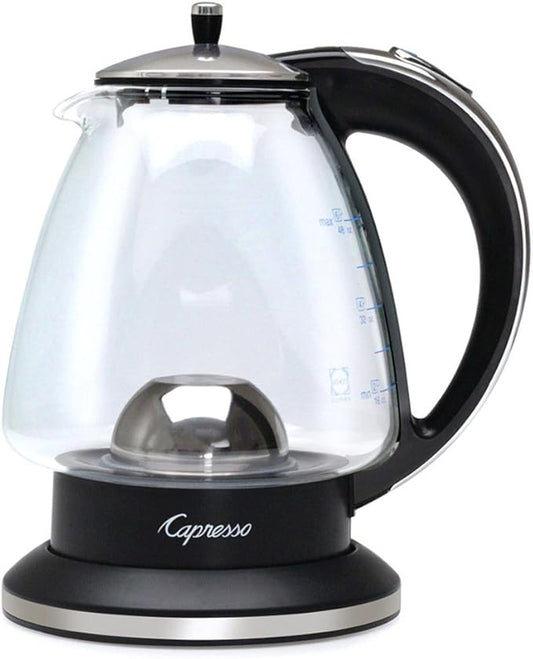 Capresso H2O Glass Rapid-Boil Kettle (48 oz, Black/Polished Chrome)