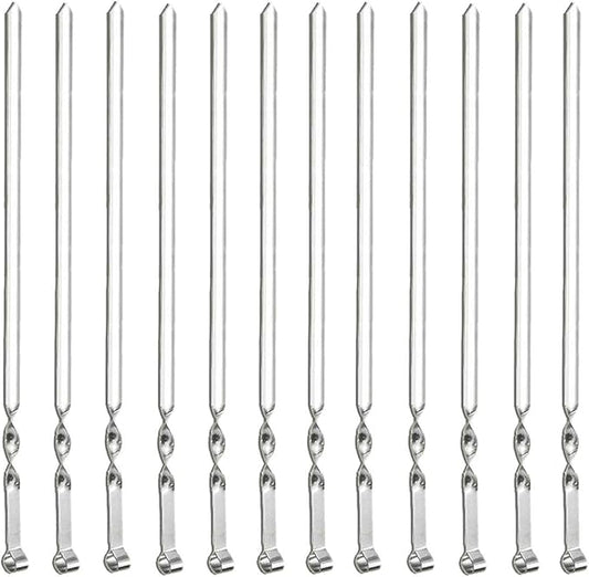Antallcky 12 Pack Kabob Skewers BBQ Barbecue Skewers Stainless Steel Sticks Heavy Duty Large Wide Reusable with Nonslip Ring Handle Ideal for Shish Kebab Chicken Shrimp and Vegetables (22 inch)